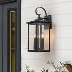 Lampada da Parete Esterno Impermeabile a 3 Luci con Ombra in Vetro Trasparente