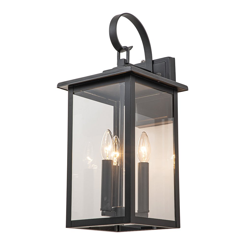 Lampada da Parete Esterno Impermeabile a 3 Luci con Ombra in Vetro Trasparente