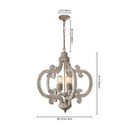Lampadario Rustico in Legno Distressato a 4 Luci