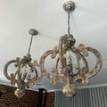Lampadario Rustico in Legno Distressato a 4 Luci