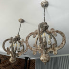 Lampadario Rustico in Legno Distressato a 4 Luci