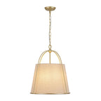 Lampada a sospensione vintage con paralume conico in lino a 4 luci