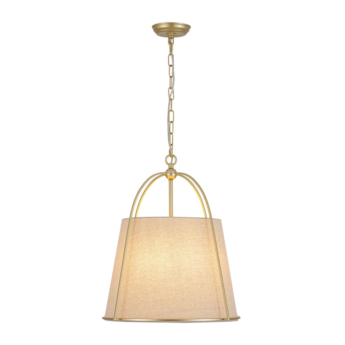 Lampada a sospensione vintage con paralume conico in lino a 4 luci