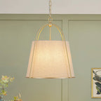 Lampada a sospensione vintage con paralume conico in lino a 4 luci