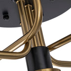 Lampada a soffitto semi-flush in vetro globulare Sputnik moderna nera e dorata a 5 luci
