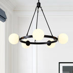 Lampadario a Bolle Nero a 5 Luci