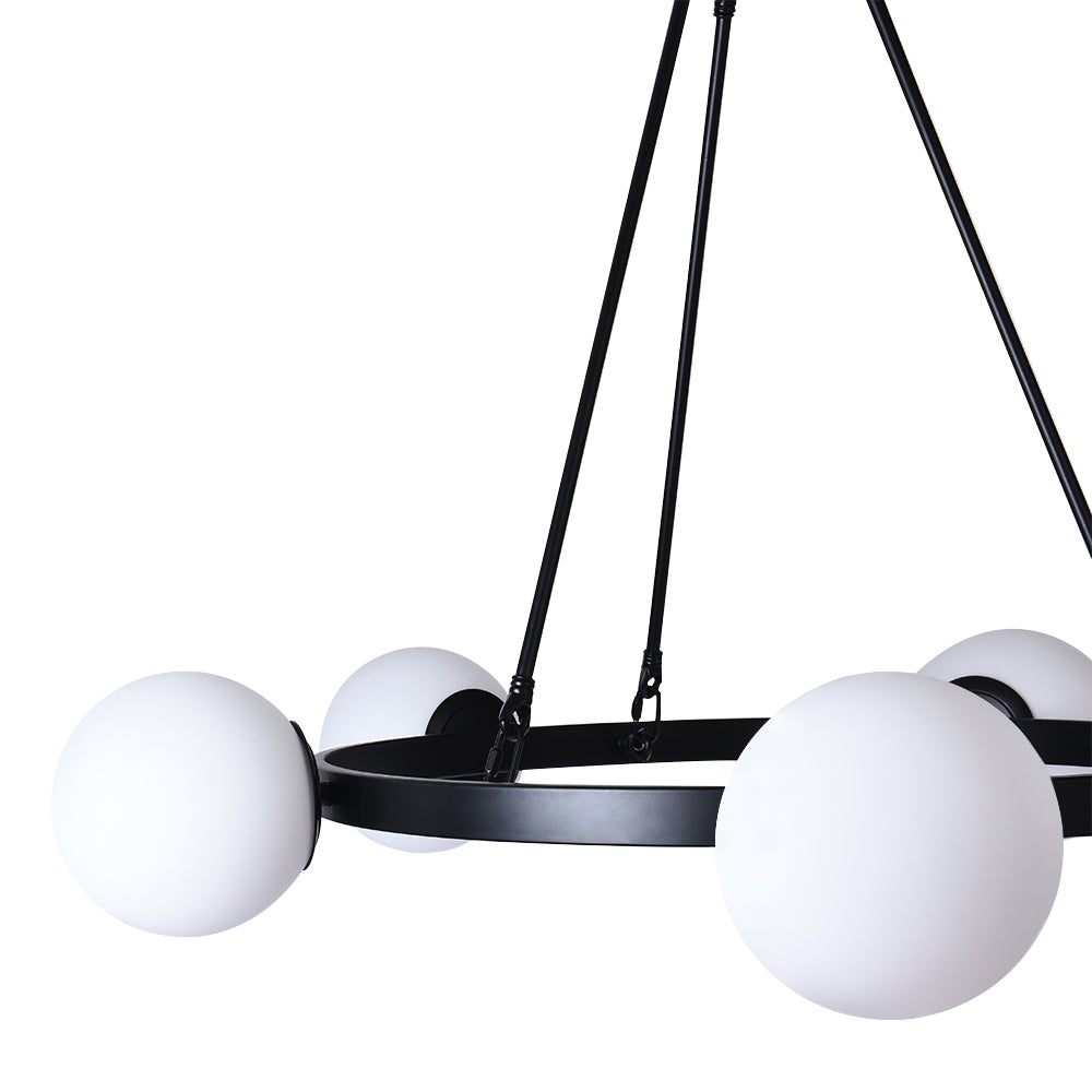 Lampadario a Bolle Nero a 5 Luci