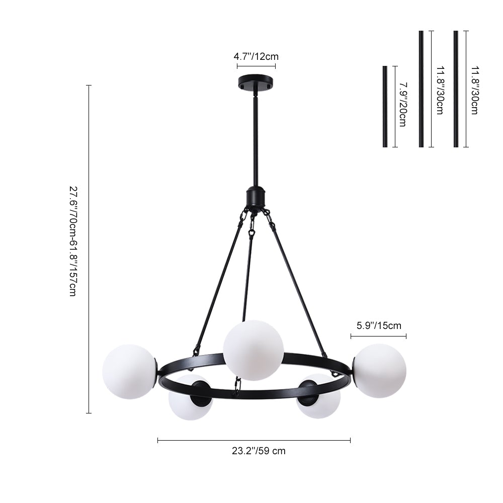 Lampadario a Bolle Nero a 5 Luci
