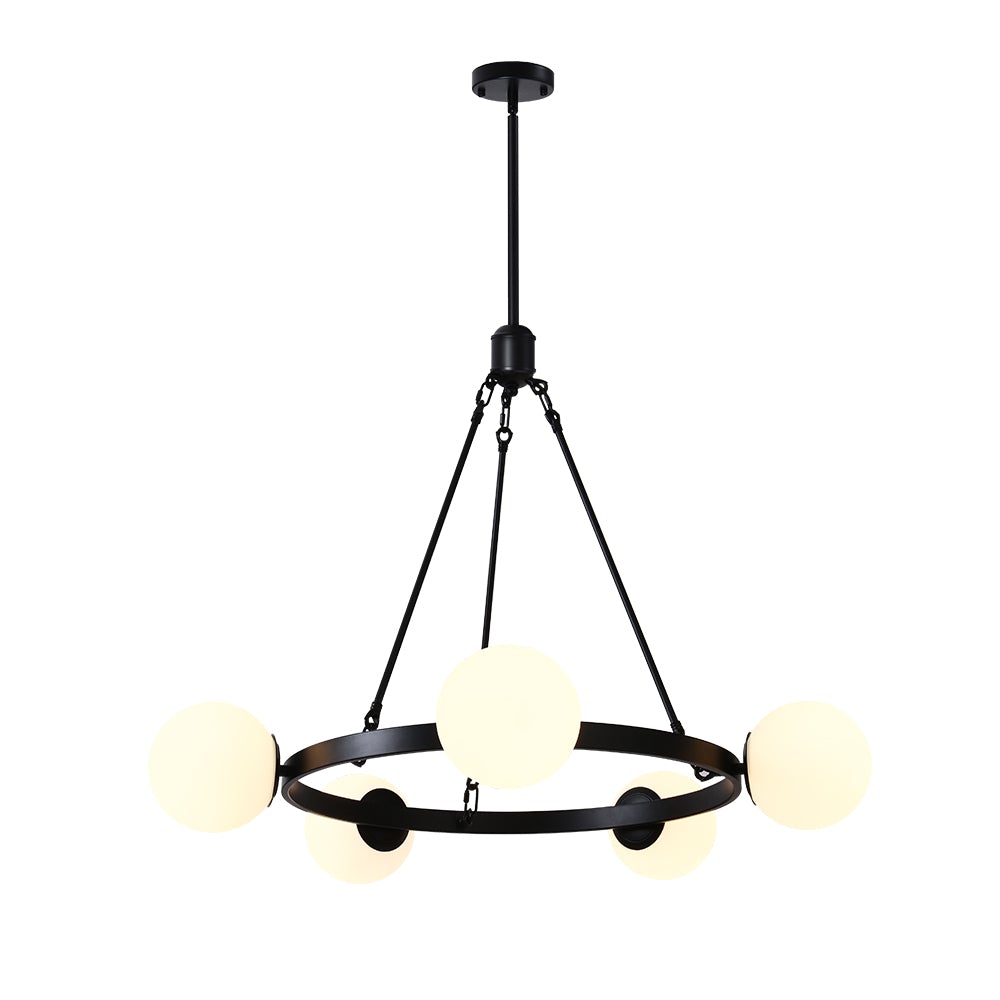 Lampadario a Bolle Nero a 5 Luci
