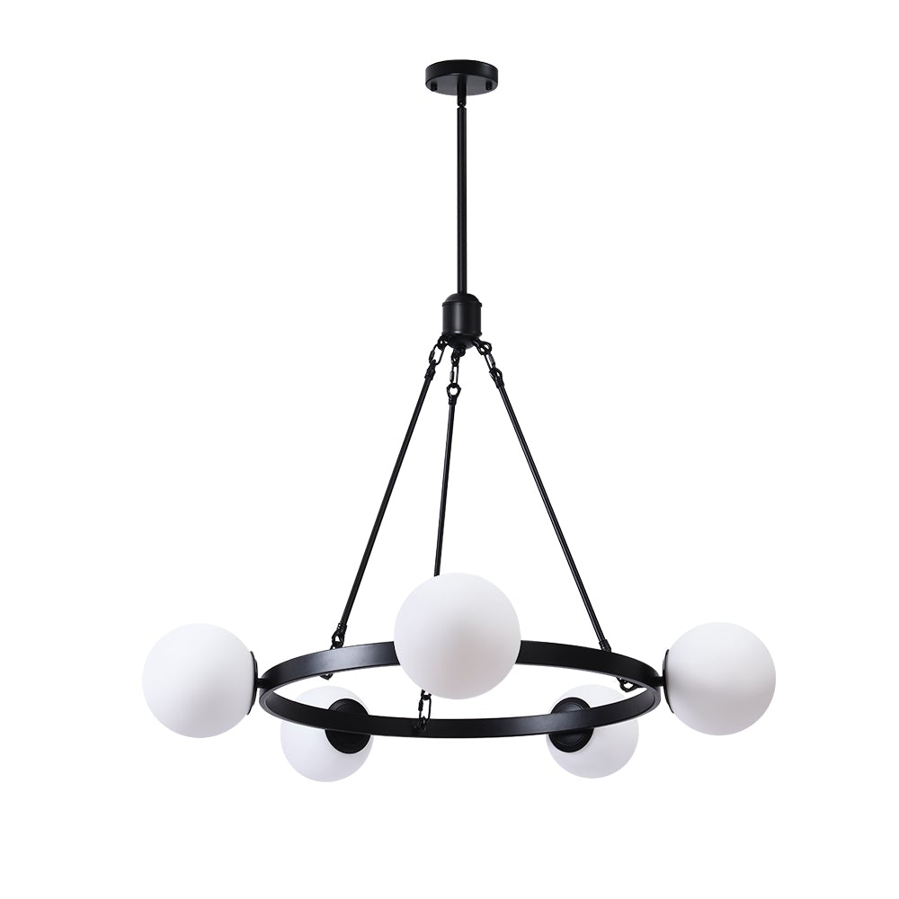Lampadario a Bolle Nero a 5 Luci
