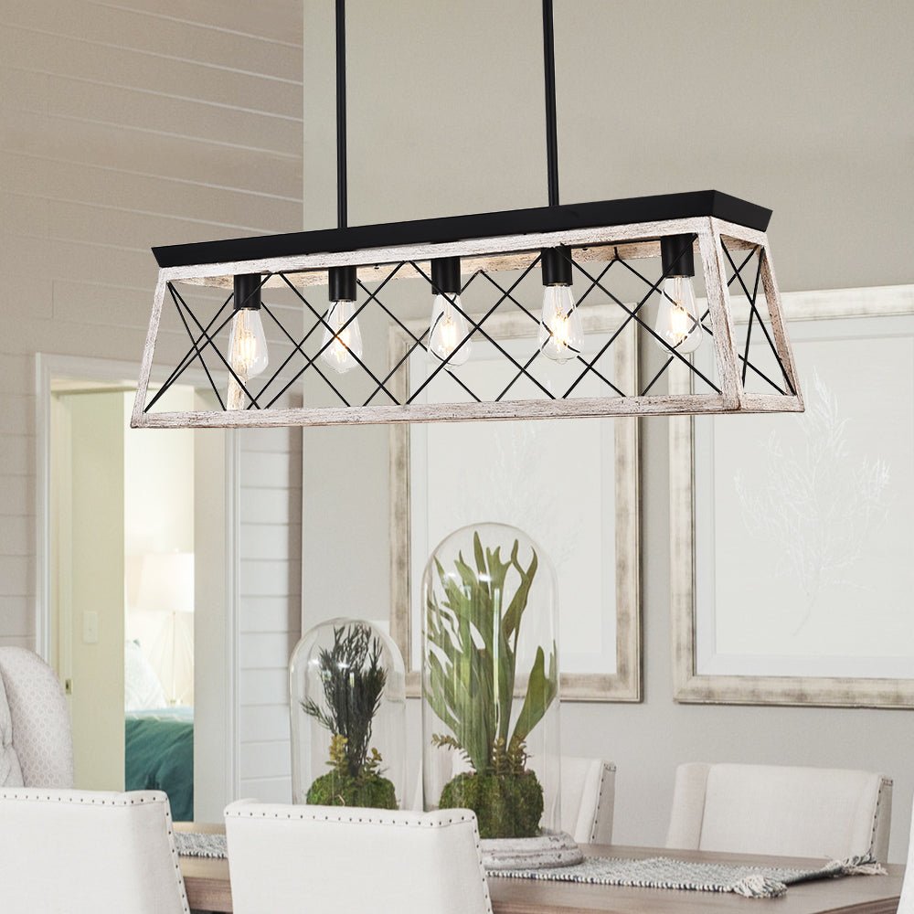 Lampadario Lineare Rettangolare a 5 Luci per Isola Cucina
