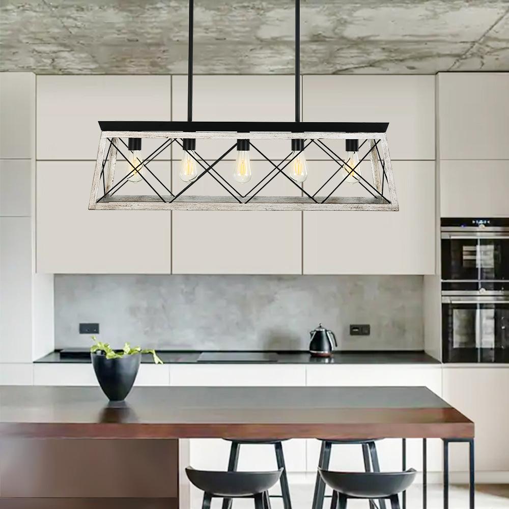 Lampadario Lineare Rettangolare a 5 Luci per Isola Cucina