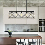 Lampadario Lineare Rettangolare a 5 Luci per Isola Cucina
