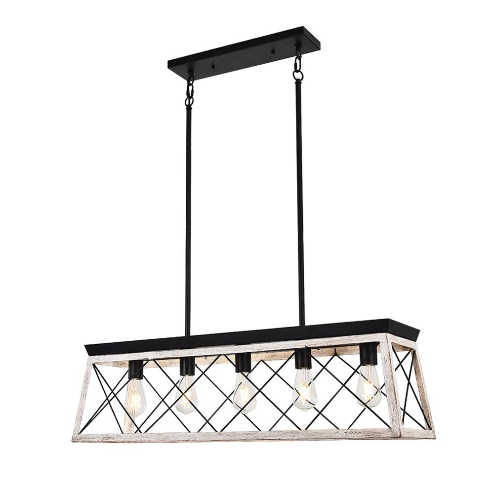 Lampadario Lineare Rettangolare a 5 Luci per Isola Cucina