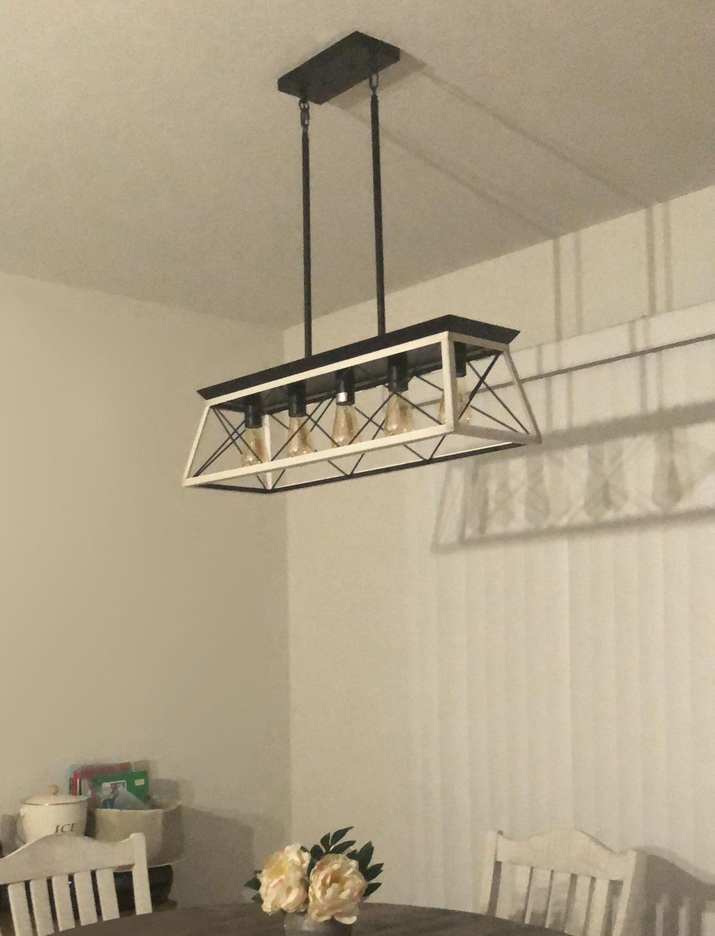 Lampadario Lineare Rettangolare a 5 Luci per Isola Cucina