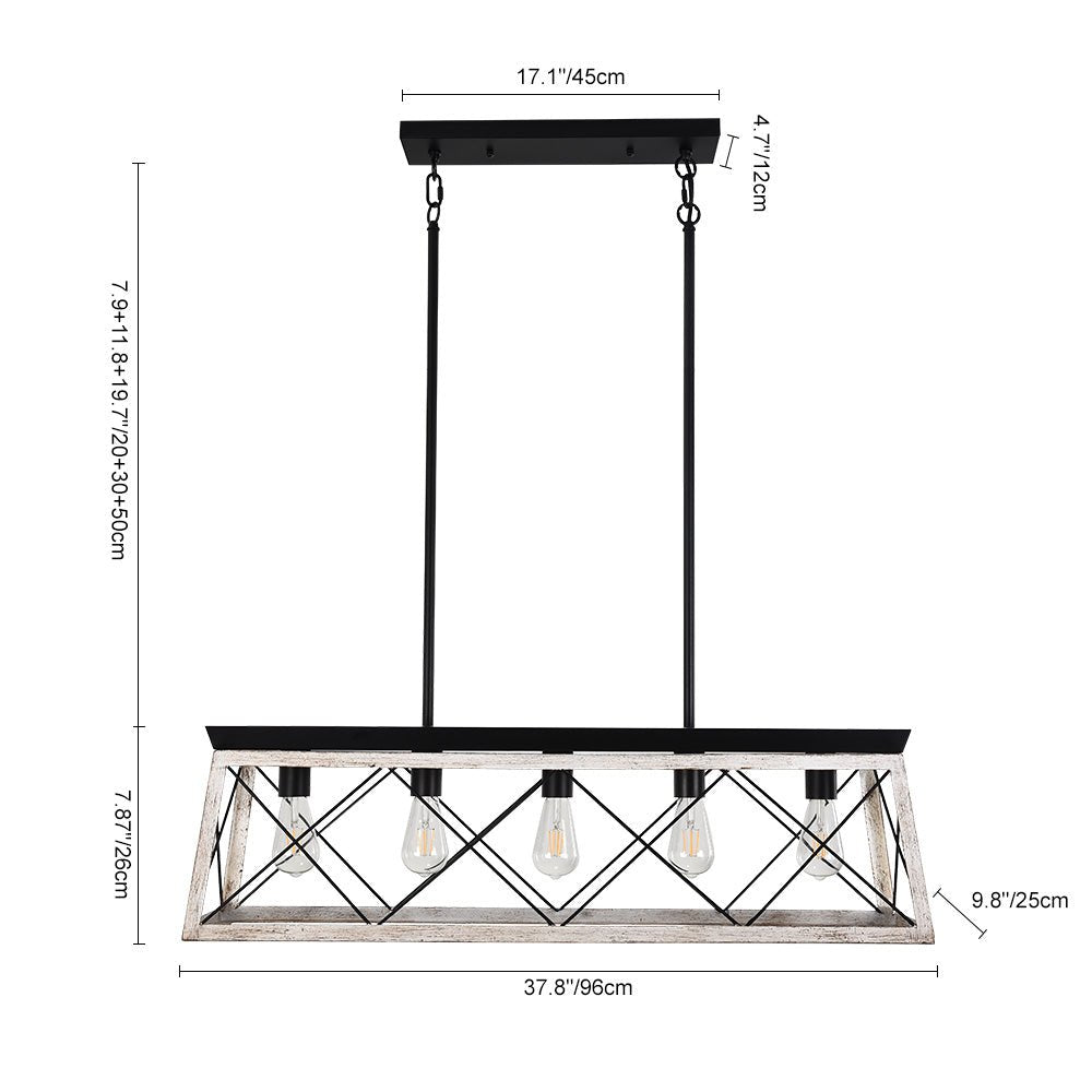Lampadario Lineare Rettangolare a 5 Luci per Isola Cucina
