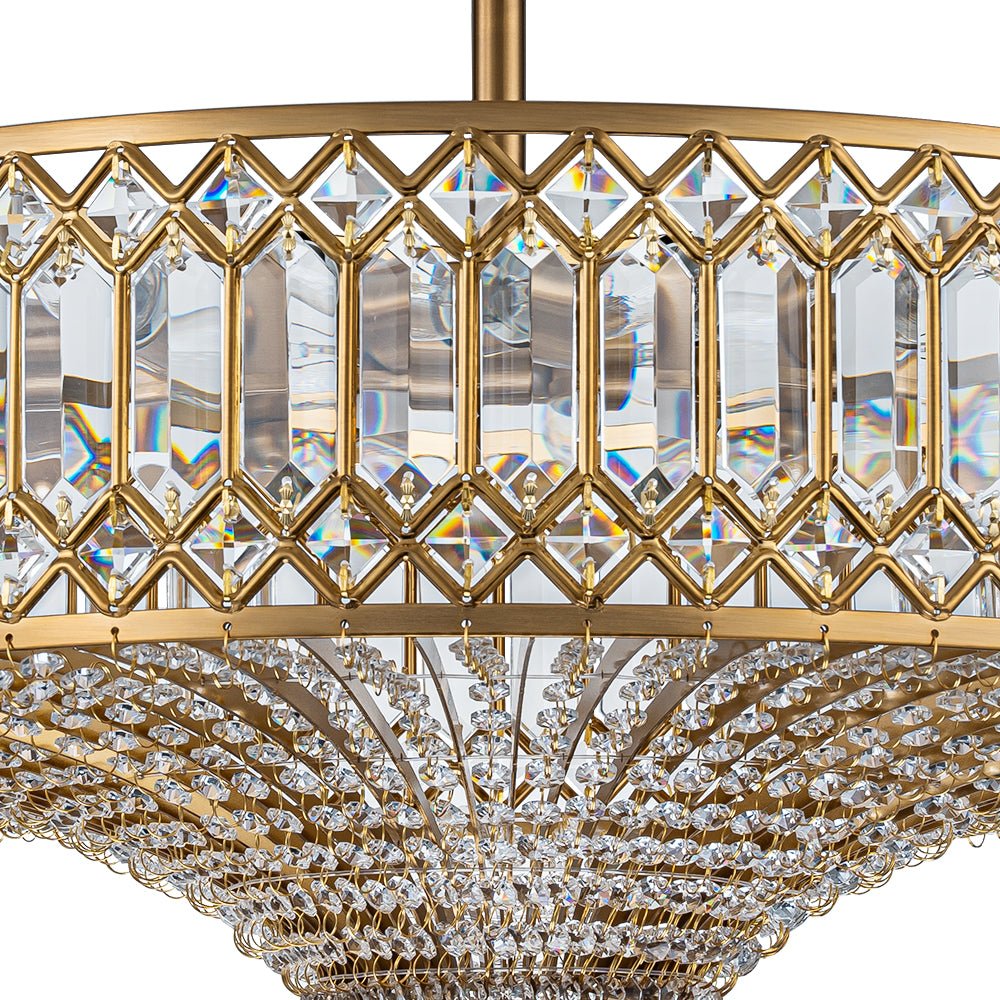 Lampada a soffitto semi-flush a tamburo glamour a 6 luci con cristallo per corridoio