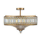 Lampada a soffitto semi-flush a tamburo glamour a 6 luci con cristallo per corridoio