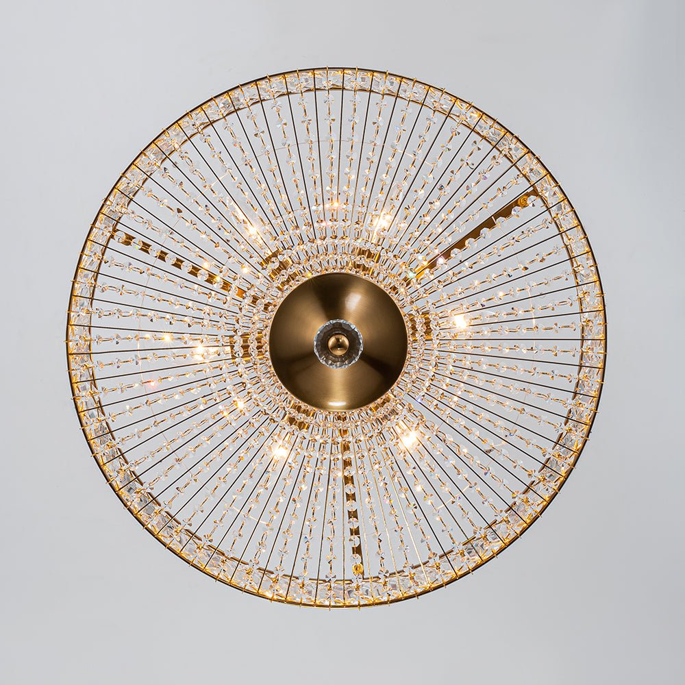 Lampada a soffitto semi-flush a tamburo glamour a 6 luci con cristallo per corridoio