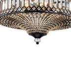 Lampada a soffitto semi-flush a tamburo glamour a 6 luci con cristallo per corridoio