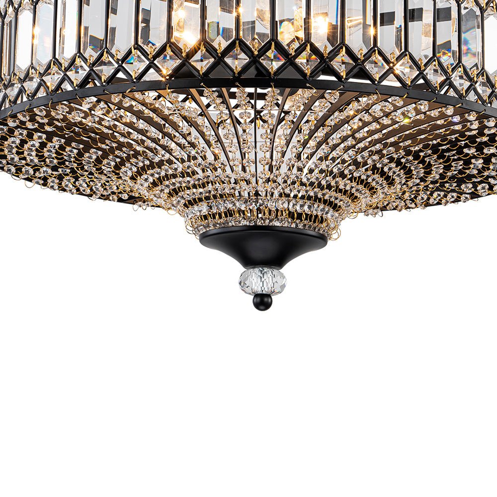 Lampada a soffitto semi-flush a tamburo glamour a 6 luci con cristallo per corridoio