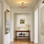Lampada a soffitto semi-flush a tamburo glamour a 6 luci con cristallo per corridoio