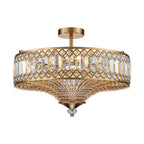 Lampada a soffitto semi-flush a tamburo glamour a 6 luci con cristallo per corridoio