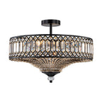 Lampada a soffitto semi-flush a tamburo glamour a 6 luci con cristallo per corridoio