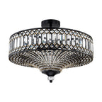 Lampada a soffitto semi-flush a tamburo glamour a 6 luci con cristallo per corridoio