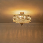 Lampada a soffitto semi-flush a tamburo glamour a 6 luci con cristallo per corridoio