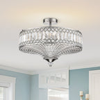 Lampada a soffitto semi-flush a tamburo glamour a 6 luci con cristallo per corridoio
