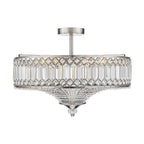 Lampada a soffitto semi-flush a tamburo glamour a 6 luci con cristallo per corridoio