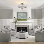 Lampada a soffitto semi-flush a tamburo glamour a 6 luci con cristallo per corridoio