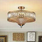 Lampada a soffitto semi-flush a tamburo glamour a 6 luci con cristallo per corridoio