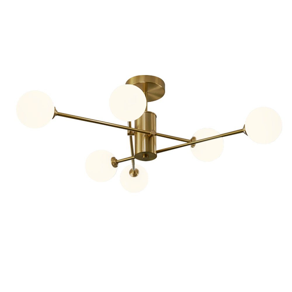 Plafoniera Semi Flush a 6 Luce in Vetro Globo Sputnik