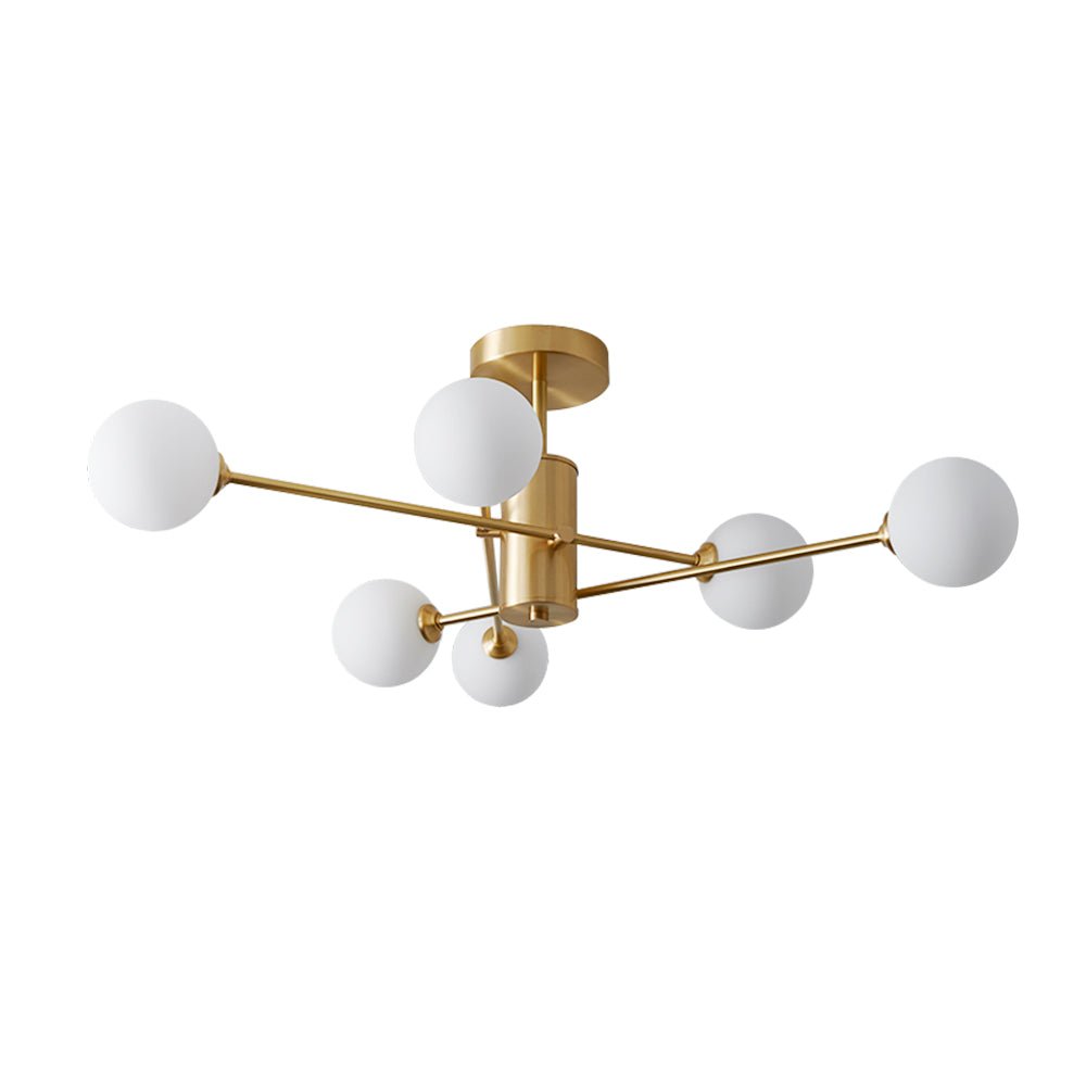 Plafoniera Semi Flush a 6 Luce in Vetro Globo Sputnik