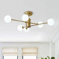 Plafoniera Semi Flush a 6 Luce in Vetro Globo Sputnik