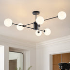 Plafoniera Semi Flush a 6 Luce in Vetro Globo Sputnik