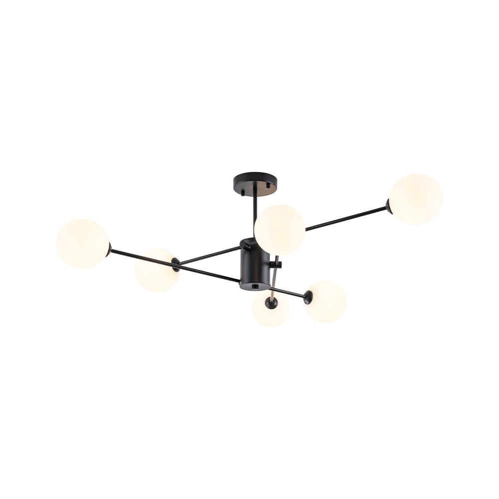 Plafoniera Semi Flush a 6 Luce in Vetro Globo Sputnik
