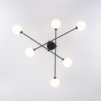 Plafoniera Semi Flush a 6 Luce in Vetro Globo Sputnik