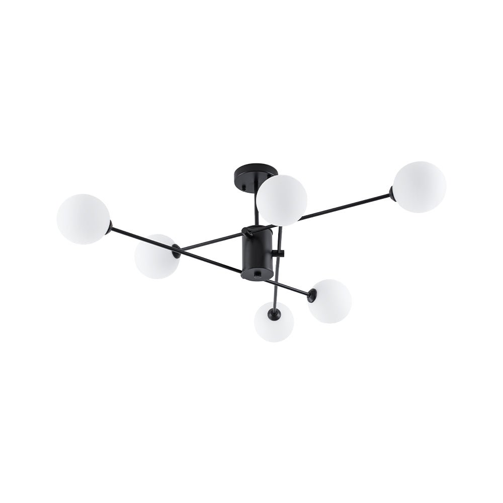 Plafoniera Semi Flush a 6 Luce in Vetro Globo Sputnik