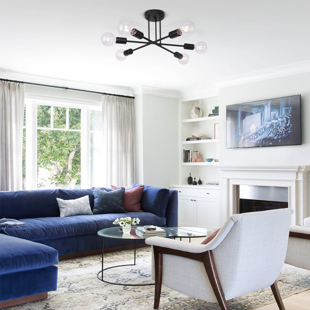 Plafoniera Semi Flush a 6 Luci Stile Sputnik