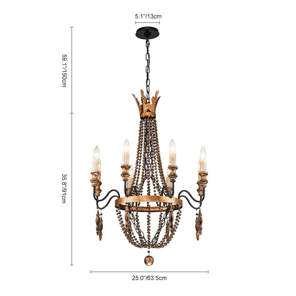 Lampadario Empire a 8 Luci in Stile Candela