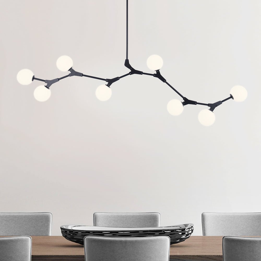 Lampadario Lineare in Vetro con 8 Luci