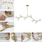 Lampadario Lineare in Vetro con 8 Luci