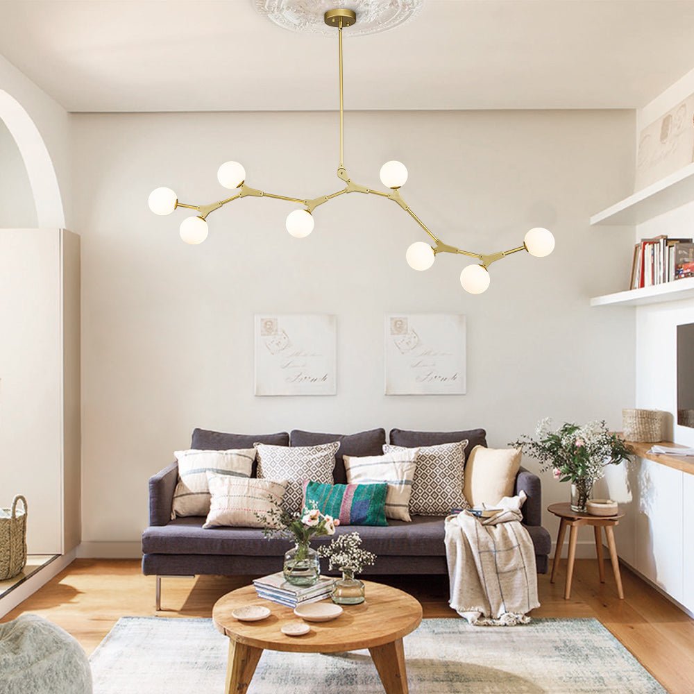 Lampadario Lineare in Vetro con 8 Luci