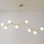 Lampadario Lineare in Vetro con 8 Luci
