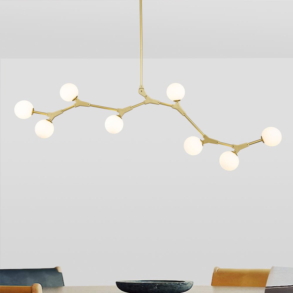 Lampadario Lineare in Vetro con 8 Luci