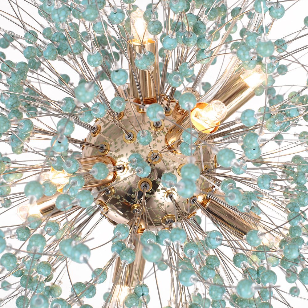 Lampadario Fuochi D'Artificio Dente di Leone Blu a 9 Luci