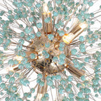 Lampadario Fuochi D'Artificio Dente di Leone Blu a 9 Luci